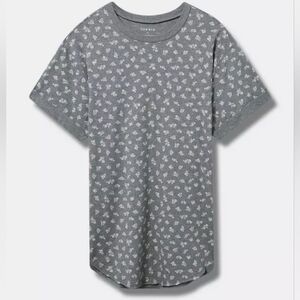 Torrid Gray Vintage Cotton Jersey Crew Neck Heart Raw Side Slit Tee